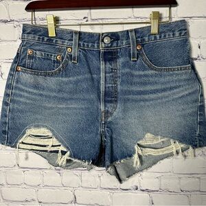Classic Blue Distressed Jean Shorts